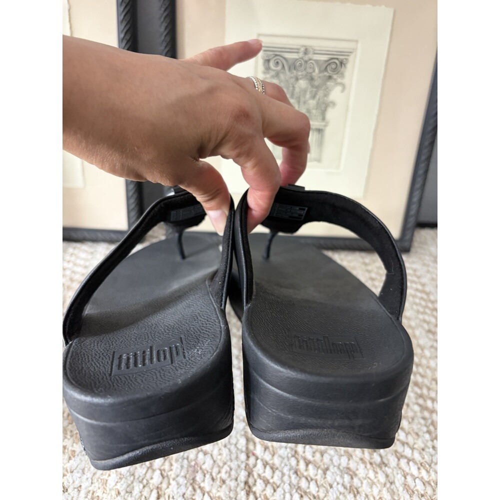FITFLOP  Thong Silver Hardwear Sandals Size 6.5/EU 37.5 US Black - Picture 4 of 6